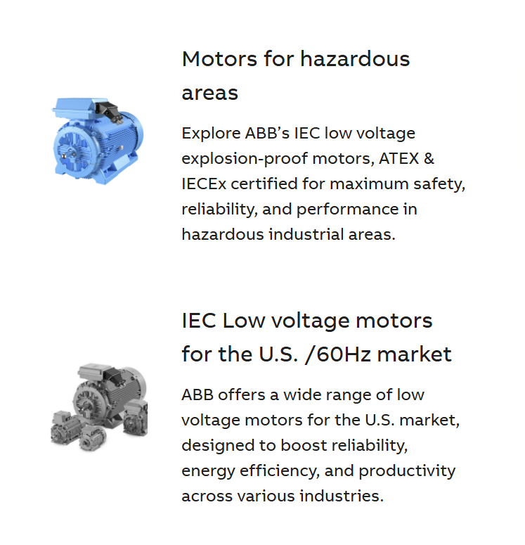 ABB IEC low voltage industrial motors for hazardous areas