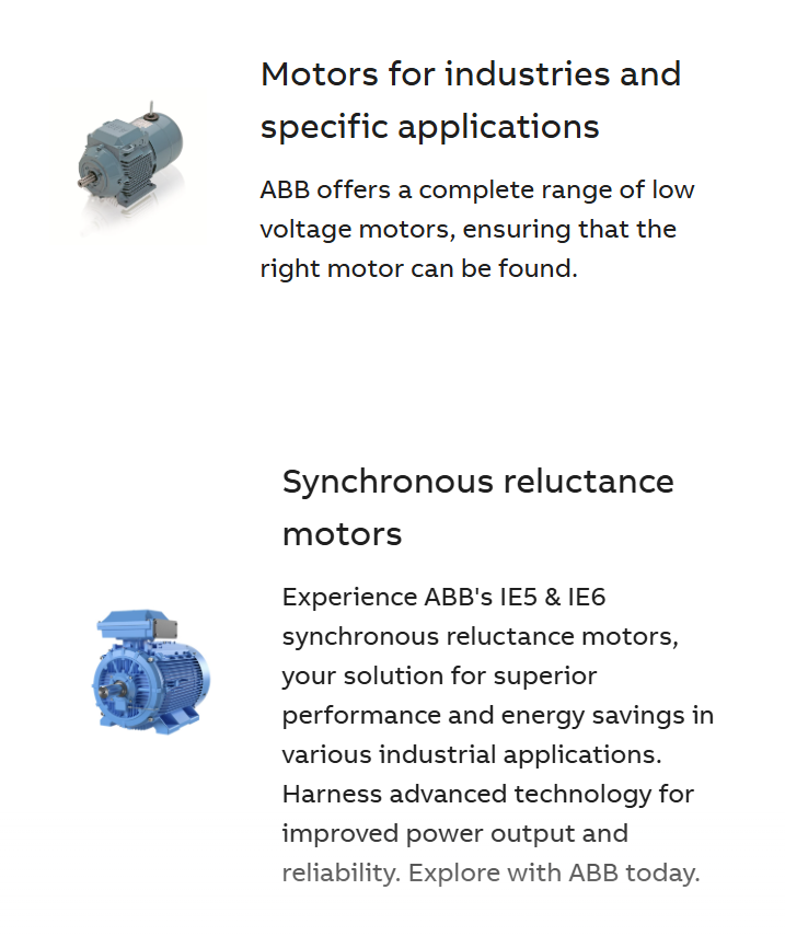 ABB motors for industries andspecific applications
