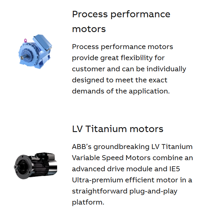 ABB process performance motors
LV Titanium motors