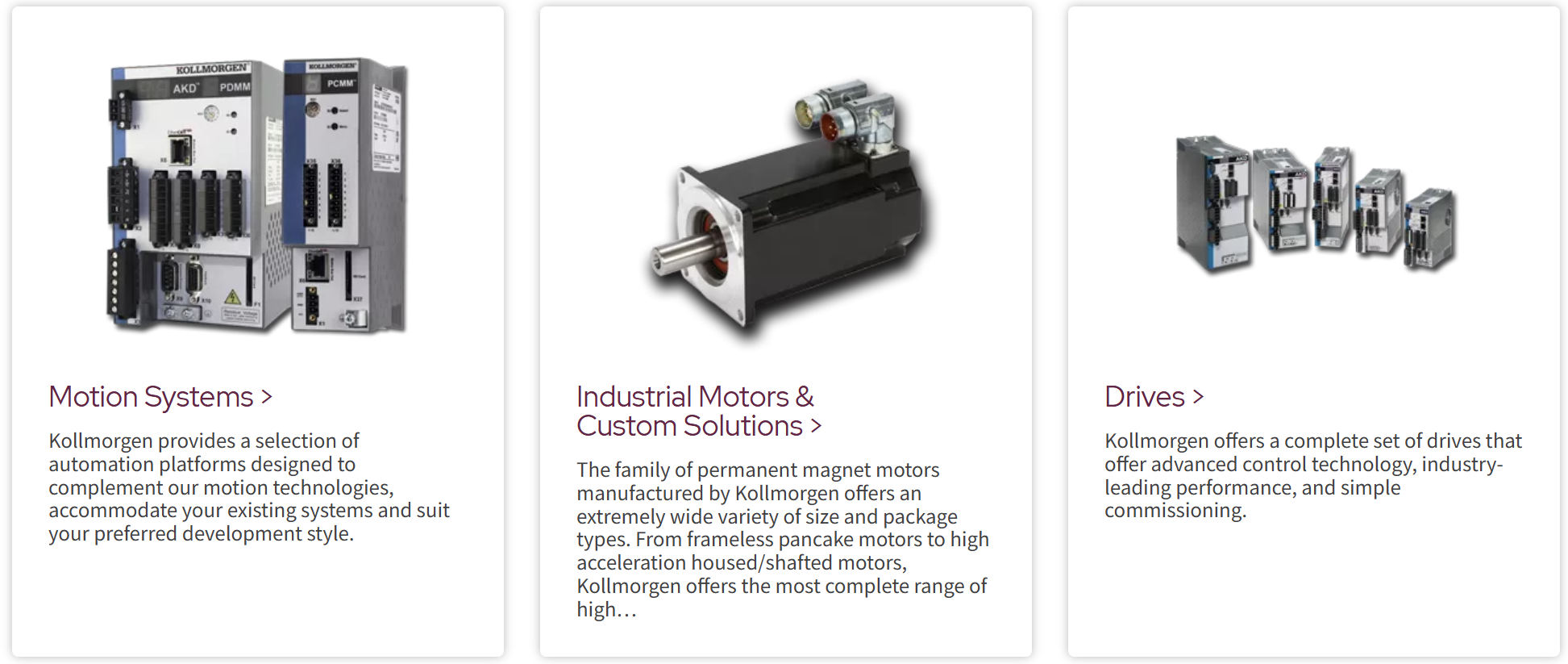 Kollmorgen Brushless Servo Motors Supplier