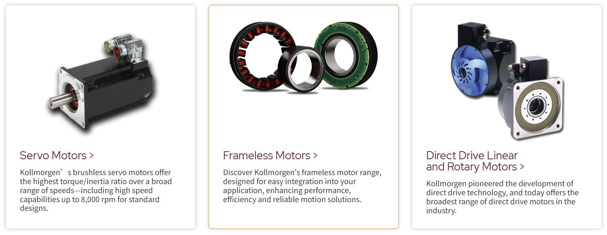 Kollmorgen Frameless and Direct Drive Motors
