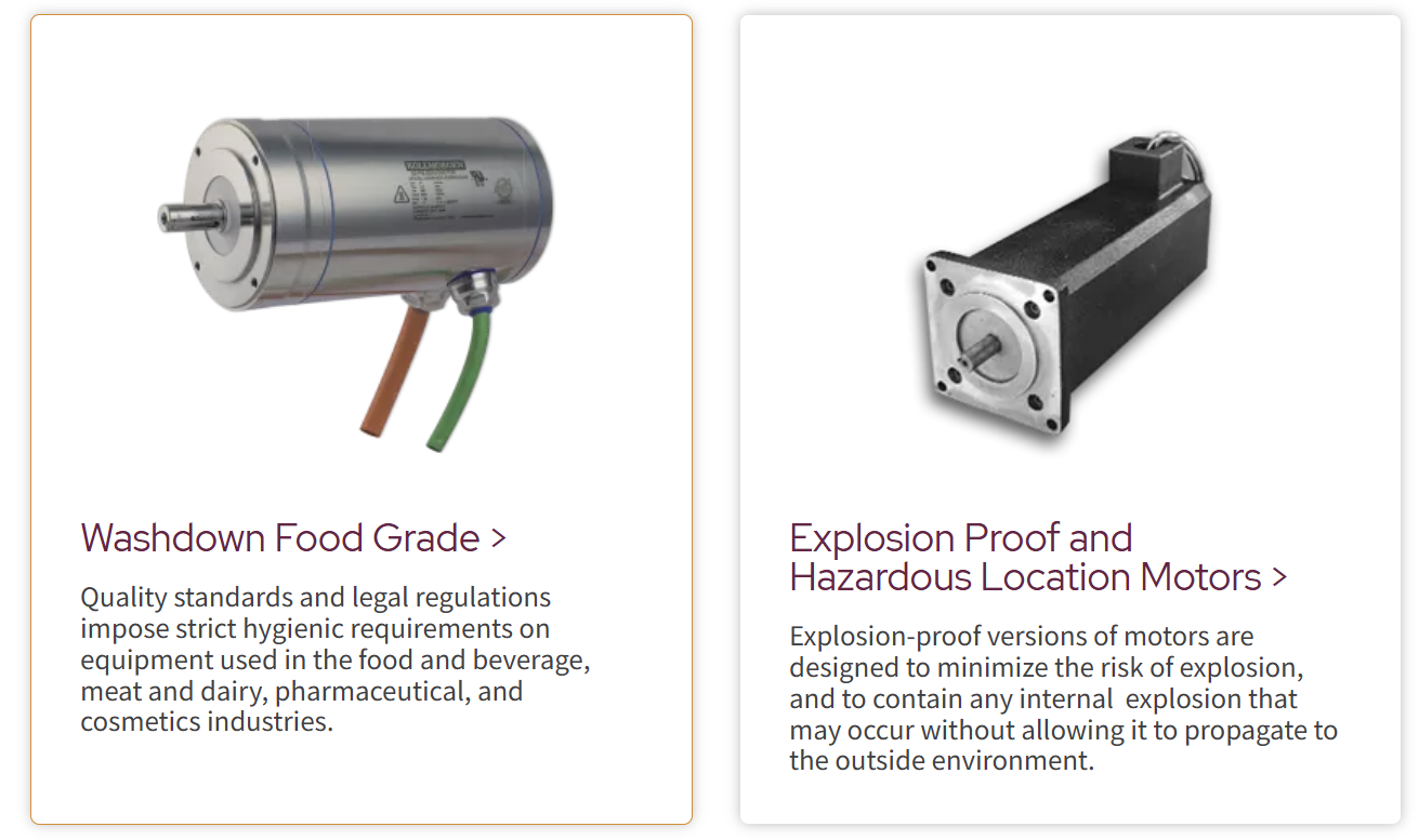 Kollmorgen Washdown Food Grade and Explosion Proof Motors